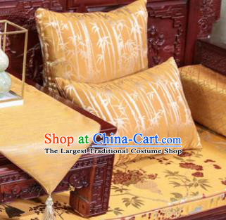 Traditional Chinese Pillowslip Classical Bamboo Pattern Yellow Brocade Cover Two Pieces Complete Set Home Decoration Accessories