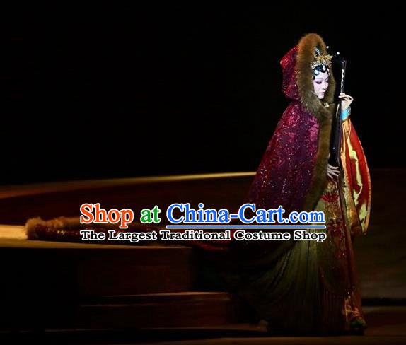 Chinese Zhaojun Chu Sai Ancient Han Dynasty Classical Dance Dress Stage Performance Costume and Headpiece for Women