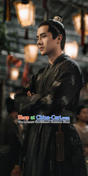 Chinese Ancient Royal Prince Black Clothing Drama Novoland Eagle Flag Lv Guichen Liu Haoran Replica Costumes for Men