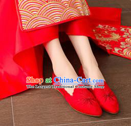 Chinese National Red Shoes Traditional Hanfu Shoes Opera Shoes Wedding Bride Shoes for Women
