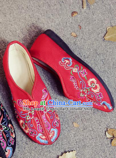 Chinese Traditional Embroidered Red Shoes Hanfu Shoes National Shoes for Women
