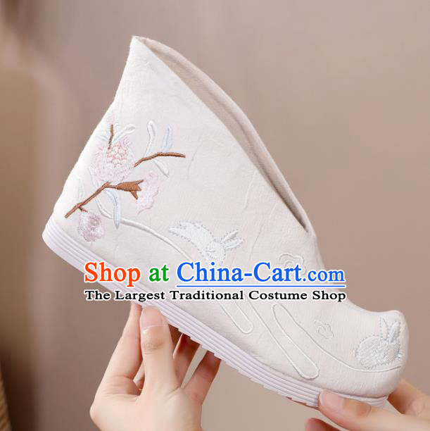 Handmade Chinese White Boots Traditional Embroidered Boots Hanfu Shoes for Women