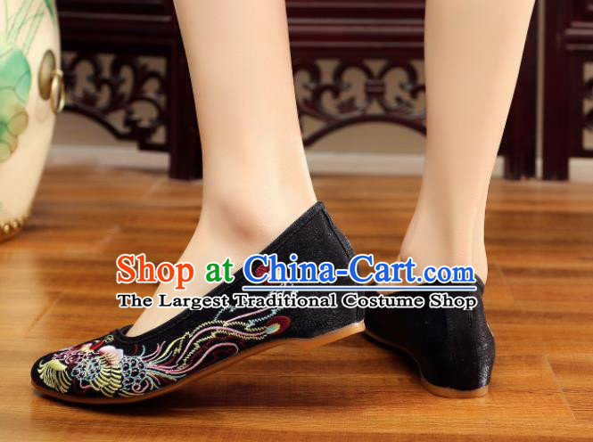 Traditional Chinese Old Beijing Wedding Black Shoes National Embroidered Shoes Hanfu Shoes for Women