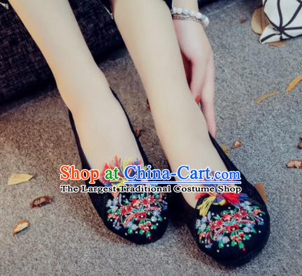 Traditional Chinese Black Shoes Embroidered Shoes Cloth Shoes for Women