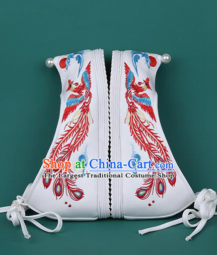Chinese Embroidered Red Phoenix Shoes Traditional Hanfu Shoes Princess Shoes for Women