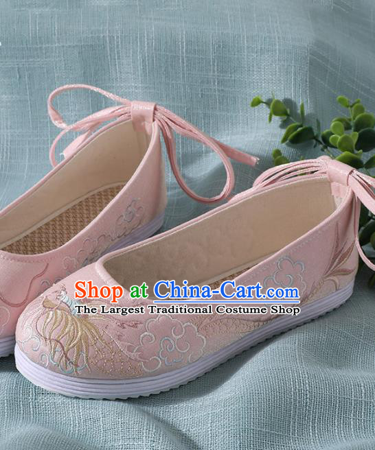 Chinese Handmade Embroidered Dragon Pink Shoes Traditional Wedding Shoes Hanfu Shoes Princess Shoes for Women