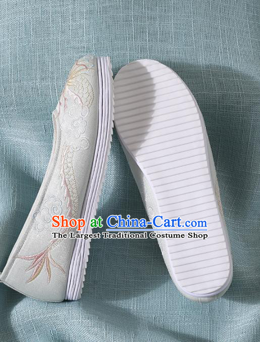 Chinese Handmade Embroidered Dragon Light Blue Shoes Traditional Wedding Shoes Hanfu Shoes Princess Shoes for Women