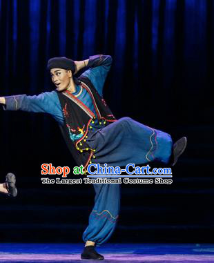 Impression Shanha Chinese She Nationality Navy Clothing Stage Performance Dance Costume for Men