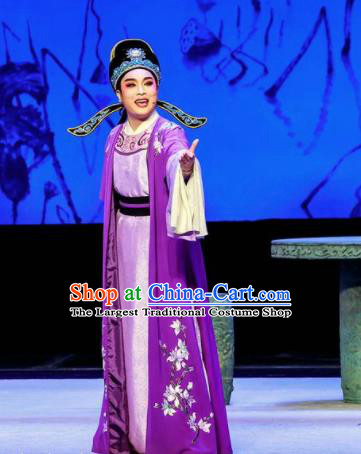 Phoenix Hairpin Chinese Peking Opera Niche Purple Clothing Stage Performance Dance Costume and Headpiece for Men