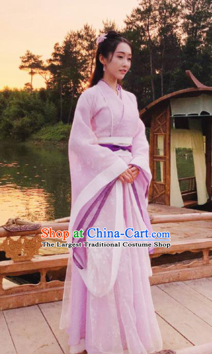 The Untamed Chinese Drama Ancient Taoist Nun Swordsman Jiang Yanli Purple Costumes and Headpiece for Women