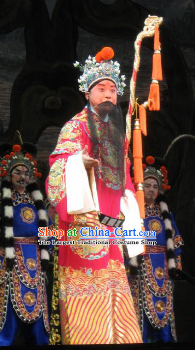 Su Wu In Desert Chinese Beijing Opera Envoy Red Clothing Stage Performance Dance Costume and Headpiece for Men