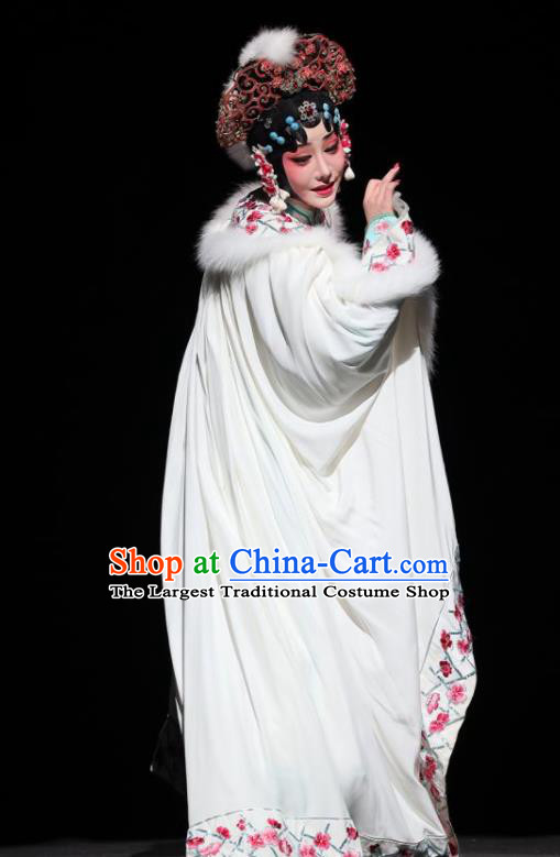 Mei Hua Zan Ceremony Chinese Beijing Opera Diva Green Dress Stage Performance Dance Costume and Headpiece for Women