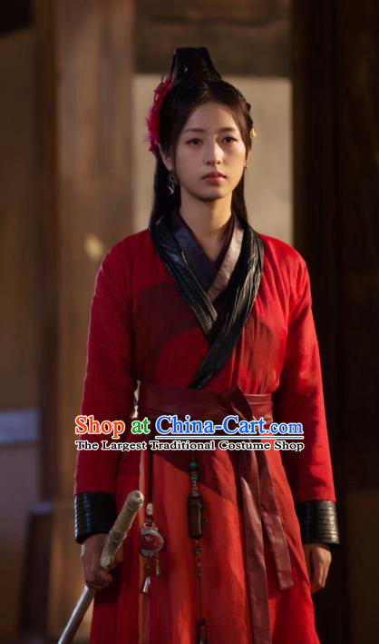 Drama Young Blood Ancient Chinese Song Dynasty Princess Female Swordsman Zhao Jian Red Costumes for Women