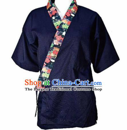 Traditional Japanese Navy Yamato Shirt Kimono Asian Japan Costume for Men