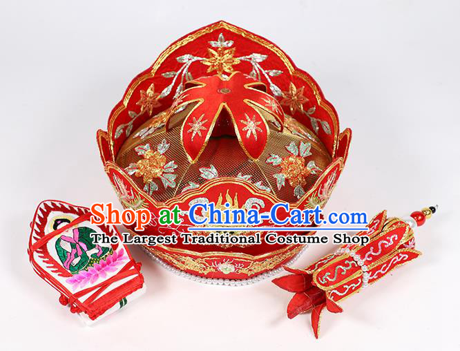 Traditional Chinese Monk Red Hats Buddhism Headwear for Men