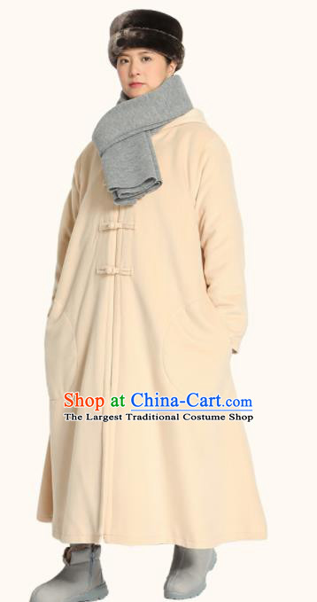 Traditional Chinese Monk Costume Lay Buddhists Beige Dust Coat for Men