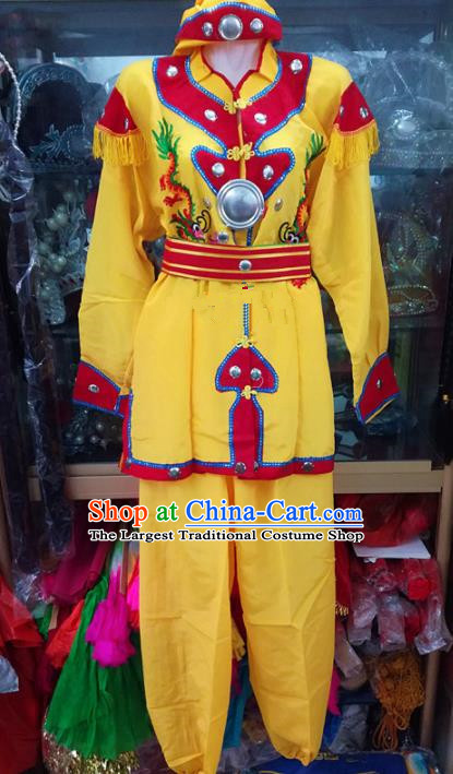 Chinese Traditional Beijing Opera Takefu Costume Peking Opera Martial Yellow Clothing for Adults