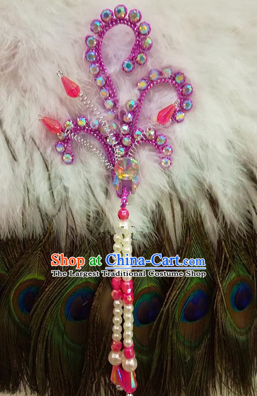 Chinese Traditional Beijing Opera Hair Accessories Peking Opera Beads Tassel Purple Phoenix Hairpins for Adults