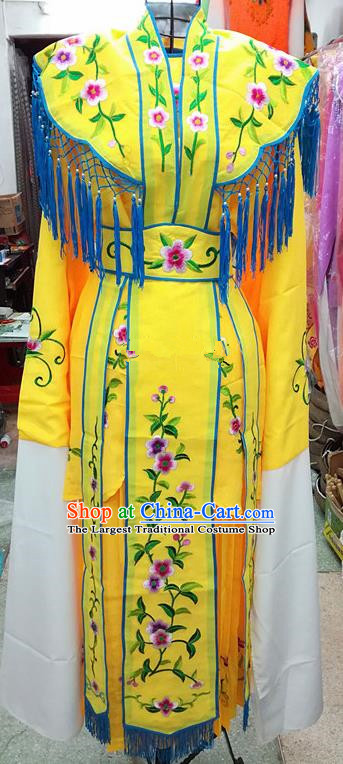 Chinese Traditional Beijing Opera Young Lady Costume Peking Opera Diva Yellow Dress for Adults