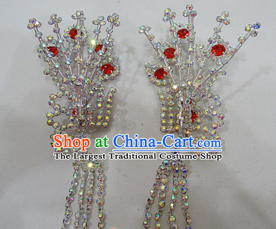 Chinese Traditional Beijing Opera Diva Hairpins Princess Crystal Phoenix Hair Clip Hair Accessories for Adults