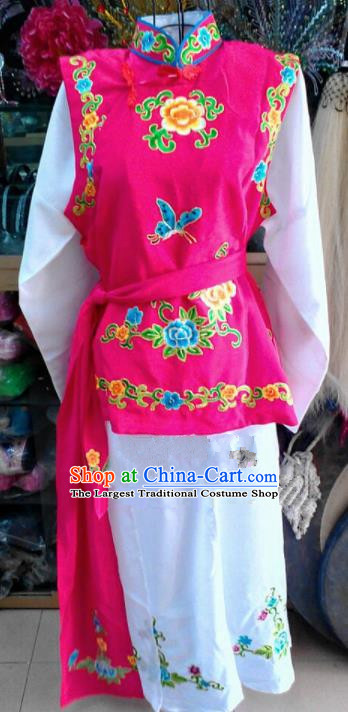 Chinese Traditional Beijing Opera Maidservants Rosy Dress Peking Opera Young Lady Costume for Adults