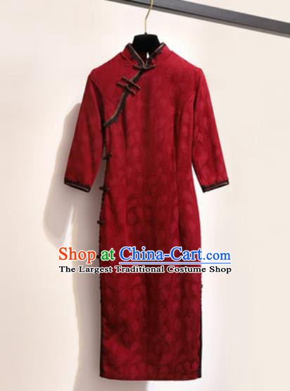 Chinese Traditional Tang Suit Costume Red Qipao Dress Cheongsam for Women