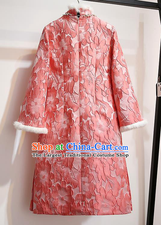 Chinese Traditional Costume Tang Suit Qipao Dress Pink Cheongsam for Women