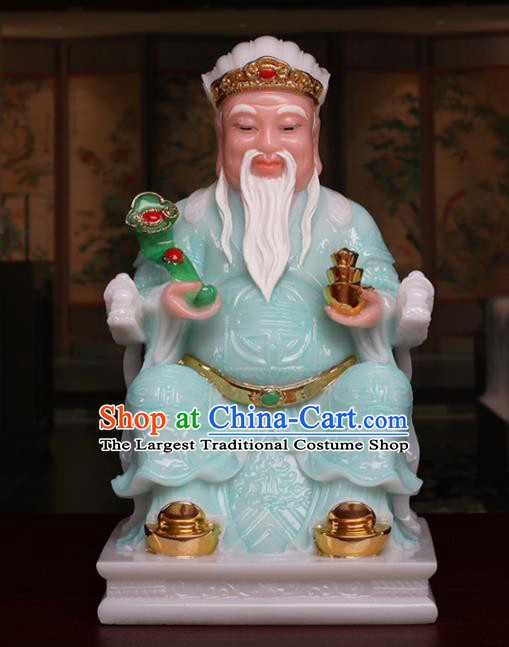 Chinese Traditional Religious Supplies Feng Shui Green Marble Taoism Gnome Statue Decoration