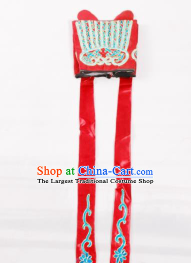 Chinese Traditional Beijing Opera Old Men Headwear Peking Opera Ministry Councillor Red Hat