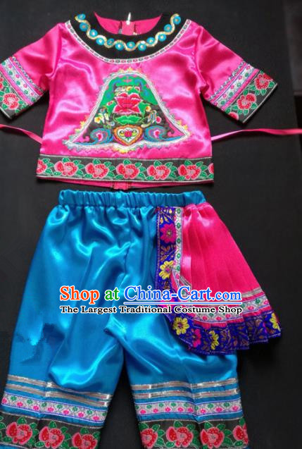Chinese Traditional Miao Nationality Costume Ethnic Children Folk Dance Clothing for Kids