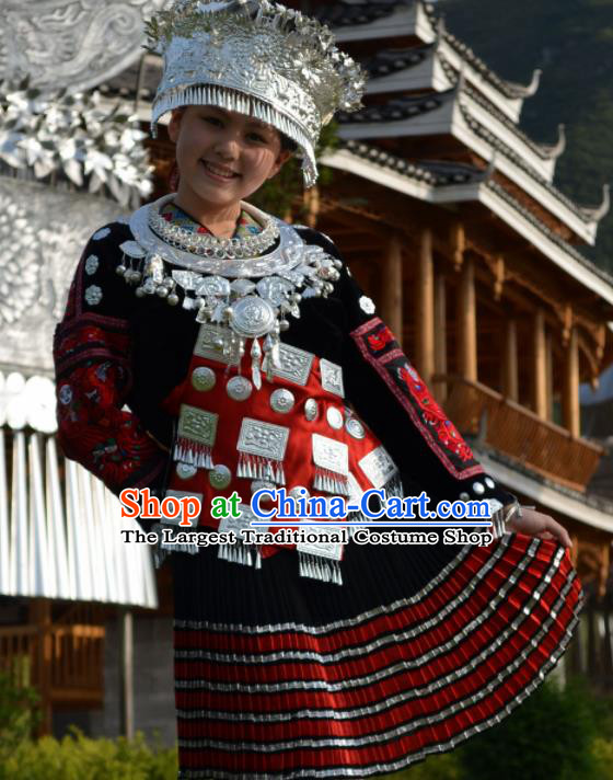 Chinese Traditional Miao Nationality Folk Dance Costume Hmong Ethnic Pleated Skirt for Women