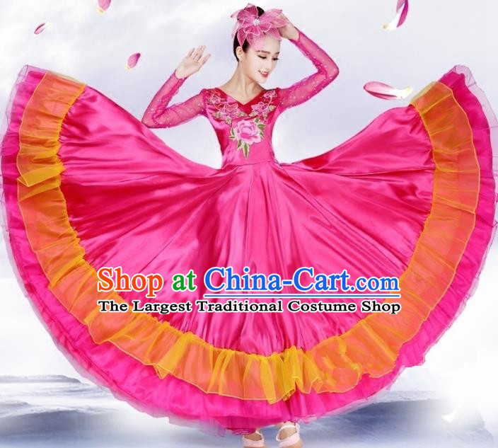 Top Grade Opening Dance Costume Classical Chorus Group Rosy Dress for Women