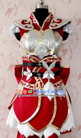 Chinese Ancient Female Swordsman Costume Traditional Cosplay Peri Armor Dress for Women