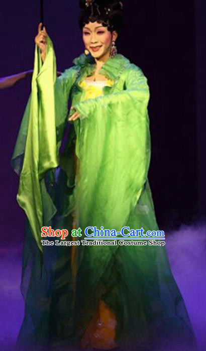 Traditional Chinese Beijing Opera Green Dress Ancient Imperial Consort Yang Historical Costume Complete Set