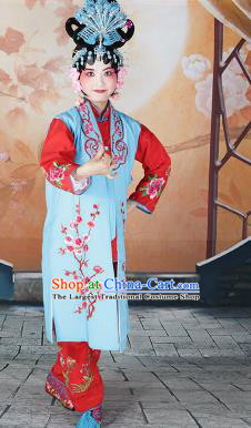 Traditional Chinese Beijing Opera Young Lady Costume Peking Opera Maidservants Light Blue Clothing