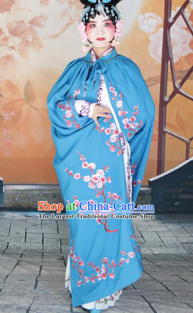 Traditional Chinese Beijing Opera Diva Costume Peking Opera Imperial Concubine Blue Cloak