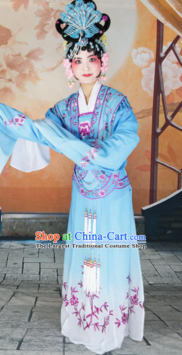 Traditional Chinese Beijing Opera Princess Costume Peking Opera Diva Blue Dress
