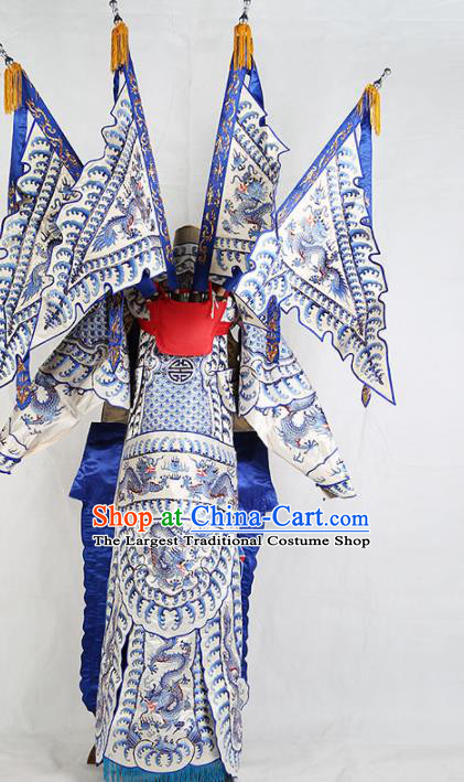 Chinese Traditional Beijing Opera General Costume Peking Opera Takefu White Clothing