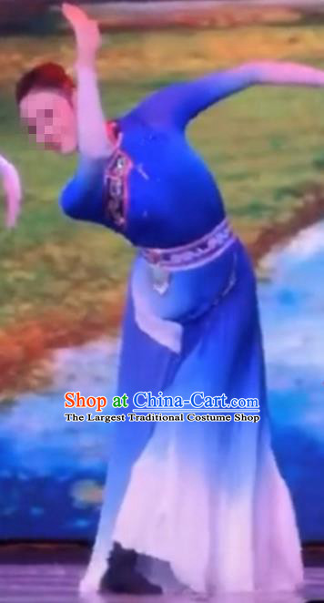 Traditional Chinese Mongol Nationality Dance Costume Mongols Female Folk Dance Ethnic Dress for Women
