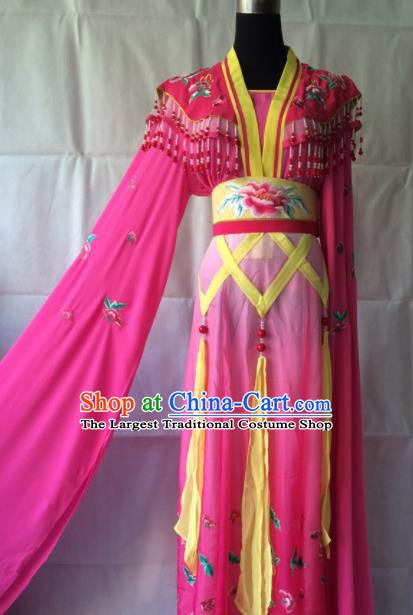 Traditional Chinese Beijing Opera Peri Costume Ancient Princess Rosy Hanfu Dress for Women