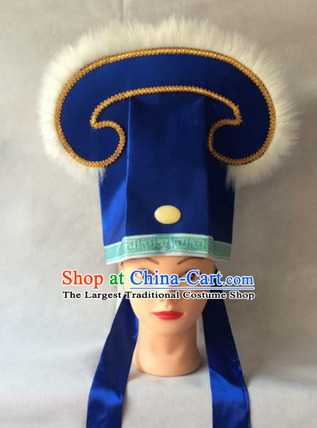 Asian Chinese Traditional Beijing Opera Niche Headwear Ancient Nobility Childe Royalblue Hat for Men