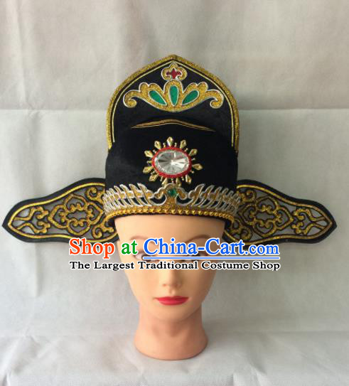 Asian Chinese Traditional Beijing Opera Headwear Ancient County Magistrate Hat for Men