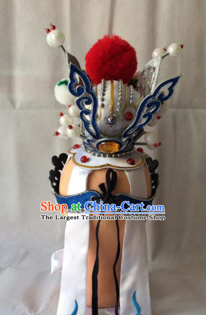 Asian Chinese Beijing Opera Niche Headwear Ancient Prince Blue Hat for Men