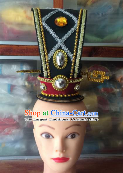 Asian Chinese Traditional Beijing Opera Headwear Ancient Royal Highness Black Hairdo Crown for Men