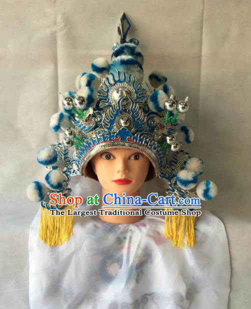 Asian Chinese Traditional Beijing Opera Helmet Headwear Ancient General Hat for Men