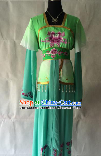 Traditional Chinese Beijing Opera Court Maid Costume Ancient Maidservants Green Dress for Women