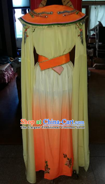 Traditional Chinese Beijing Opera Costume Ancient Peri Princess Yellow Dress for Women