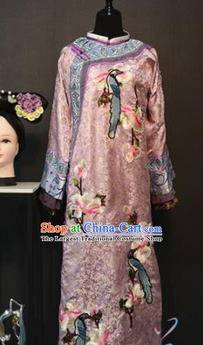 Traditional Chinese Ancient Drama Qing Dynasty Manchu Empress Pink Costume for Women