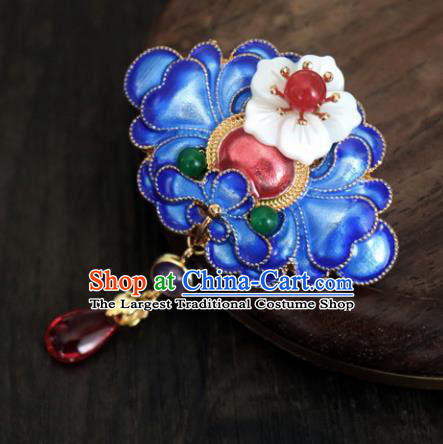 Chinese Ancient Palace Jewelry Accessories Traditional Classical Blueing Brooch for Women