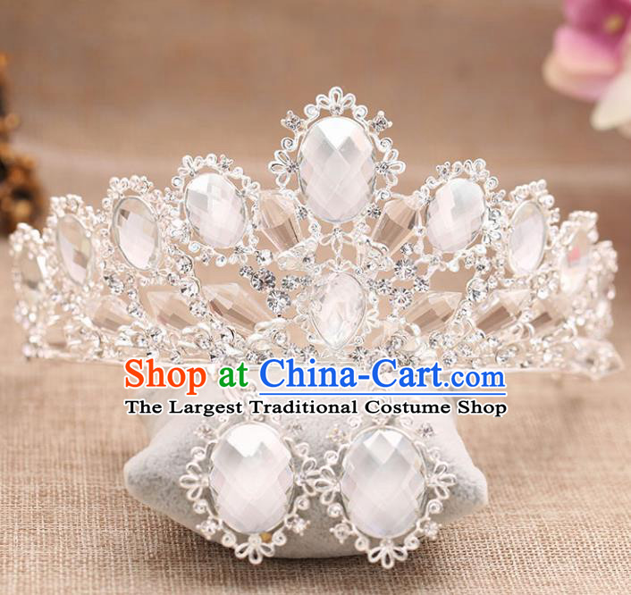 Top Grade Handmade Hair Accessories Baroque Bride Crystal Royal Crown for Women